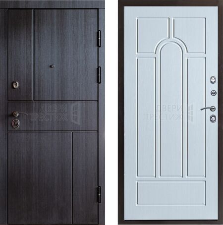 Входная дверь Termo-door Вертикаль венге Арка в цвете белое дерево