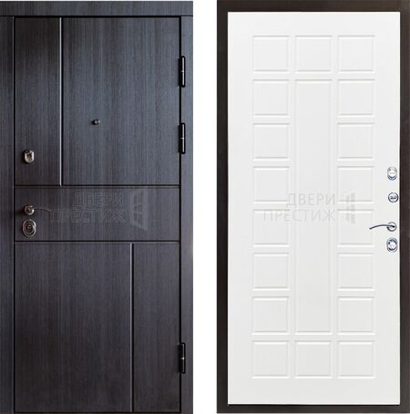 Входная дверь Termo-door Вертикаль венге Престиж в цвете белое дерево