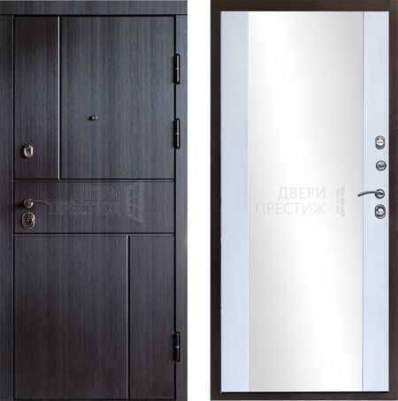 Входная дверь Termo-door Вертикаль венге Зеркало в цвете белый