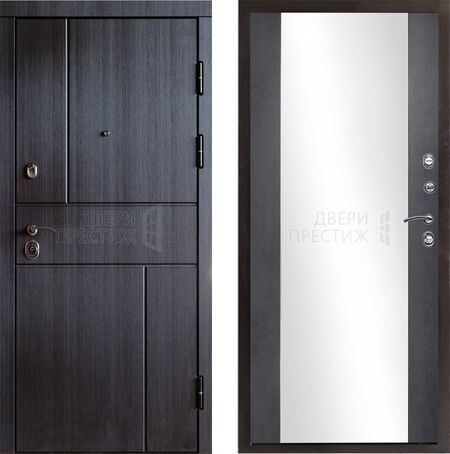 Входная дверь Termo-door Вертикаль венге Зеркало в цвете темный бетон