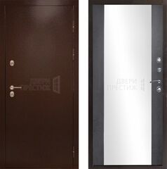 Дверь Termo-door Сибирь Антик медный Зеркало в цвете темный бетон с терморазрывом