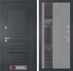 Дверь Лабиринт Атлантик с Зеркалом 32 тонированным - Серый рельеф софт