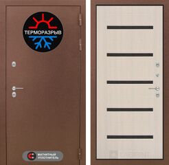 Дверь Лабиринт Термо Магнит 01 - Беленый дуб, стекло черное