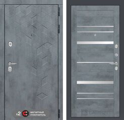 Дверь Лабиринт Бетон 20 - Бетон темный, зеркальные вставки